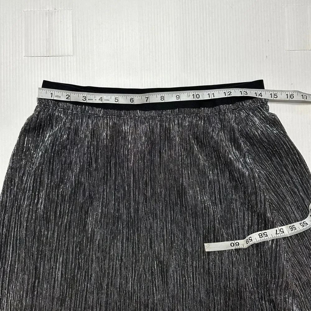 Loft Women’s Velvet‎ Waist Shimmer Crinkle Lurex Metallic Midi Skirt Size Small